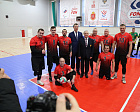 Министр спорта РФ М.В. Дегтярев, губернатор Тульской области Д.В. Миляев и председатель Профсоюза П.А. Рожков посетили соревнования по волейболу сидя среди ветеранов СВО и встретились с паралимпийскими сборными по пауэрлифтингу и настольному теннису